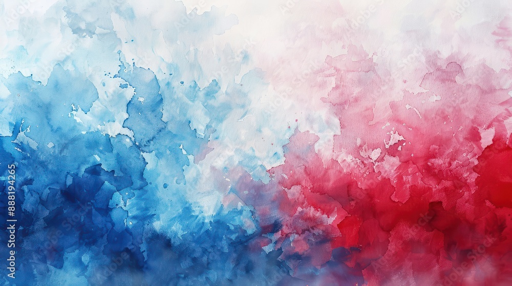 Obraz premium Abstract blue-white-red watercolor background in the colors of flags of different states