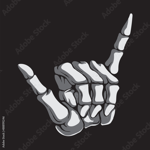 Vector illustration of human hand showing rock n roll sign isolated on black background