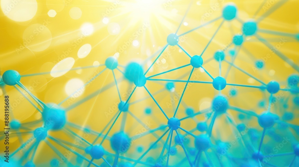 Cobalt blue dots connected by light blue lines on a sunburst yellow background, text focus area in the upper center Cobalt blue dots connected by light blue lines on a sunburst yellow background, text focus area in the upper center