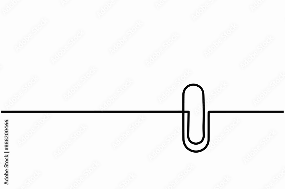 Continuous line drawn paper clip isolated on white background, vector Illustration black and white Continuous line drawn paper clip isolated on white background, vector Illustration black and white