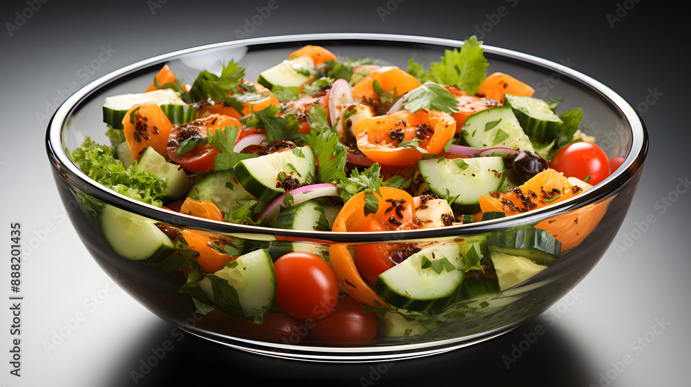 Fresh vegetable salad in glass bowl Fresh vegetable salad in glass bowl