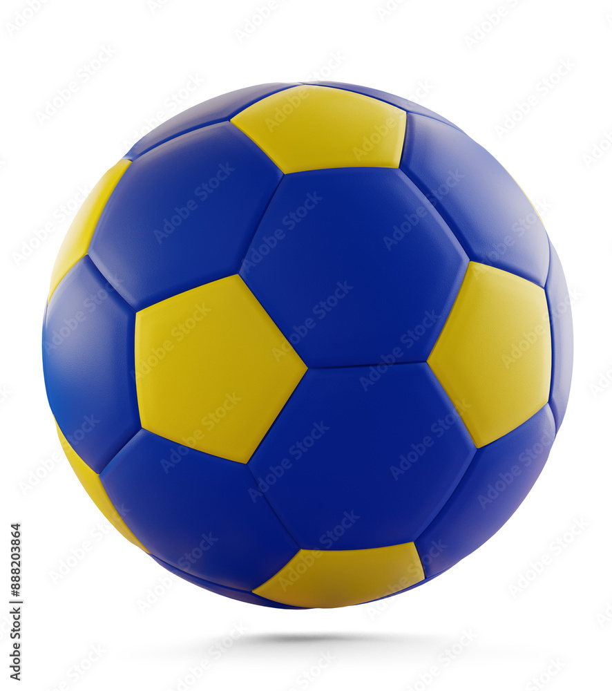 soccer ball with the colors of the flag of the European Union, EU Europe ball in blue yellow soccer ball with the colors of the flag of the European Union, EU Europe ball in blue yellow