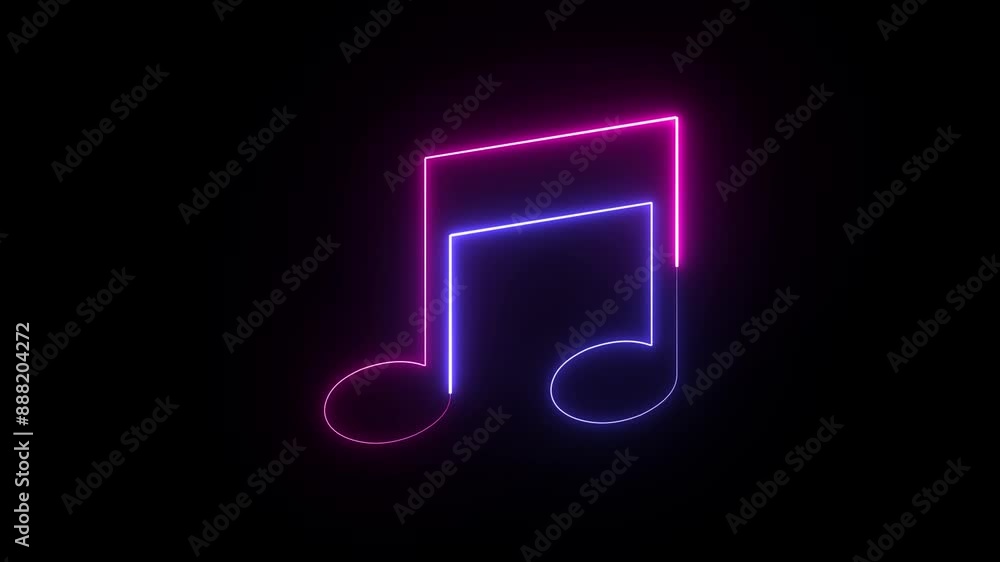 Abstract neon glowing single musical note icon animation. Neon music icon animation. neon musical note icons Abstract neon glowing single musical note icon animation. Neon music icon animation. neon musical note icons