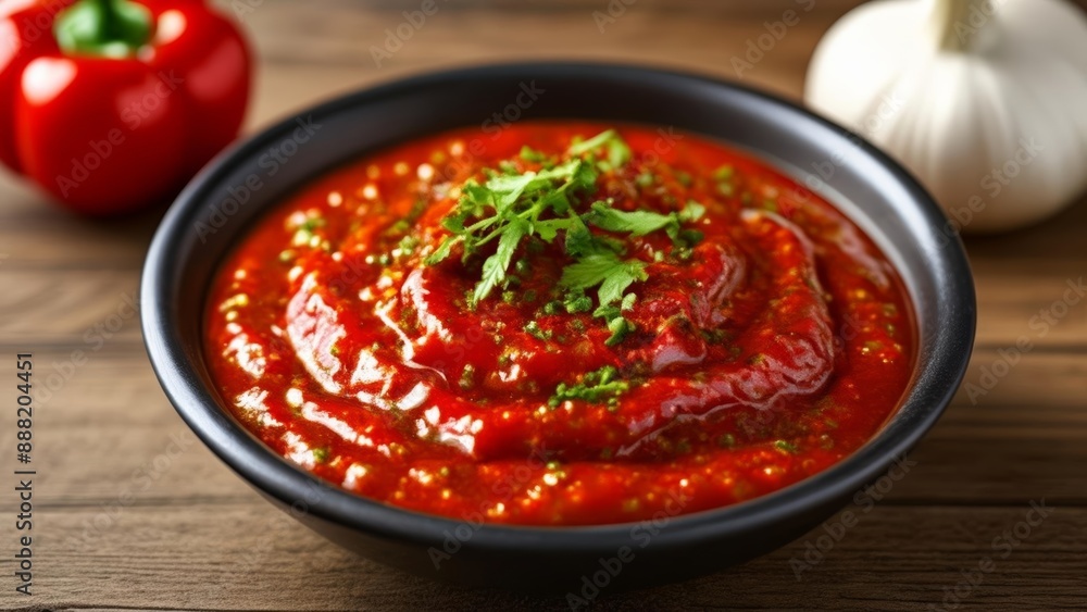 Delicious red sauce ready to enhance your meal Delicious red sauce ready to enhance your meal