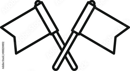 Simple line drawing of two crossed flags, symbolizing agreement, partnership, or a shared goal