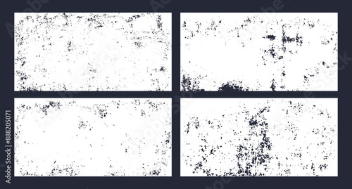 Set of old grunge paper texture. Frames with grunge textures with dust grain. Collection black of vintage backgrounds.
