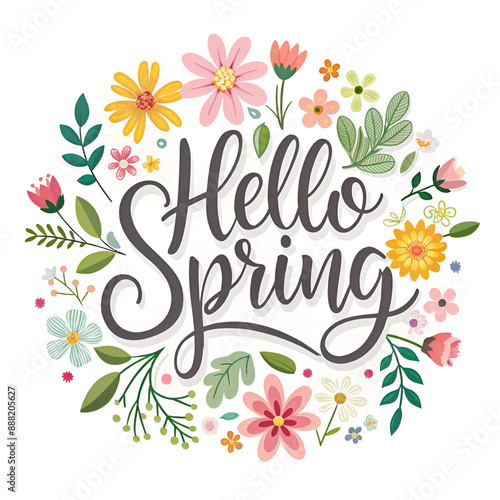 illustration of a floral background-Hello Spring © JELENA