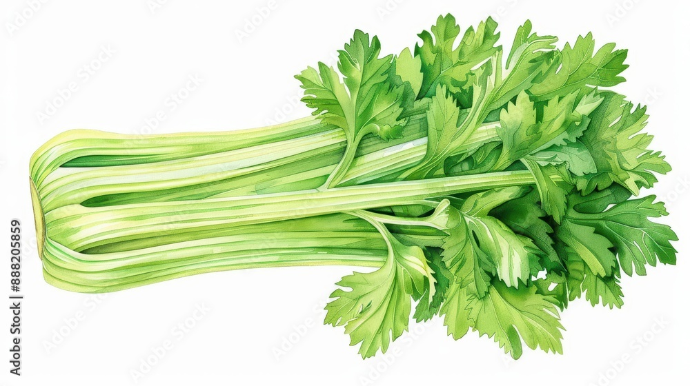 Celery with crisp watercolor stalks isolate on white background Celery with crisp watercolor stalks isolate on white background