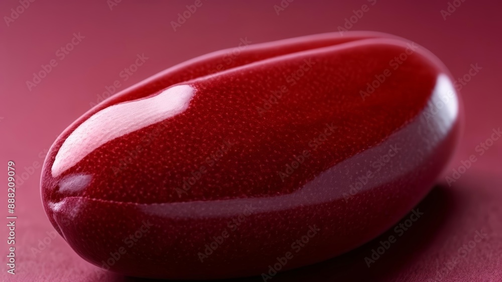 Vivid red apple closeup glossy on pink background Vivid red apple closeup glossy on pink background