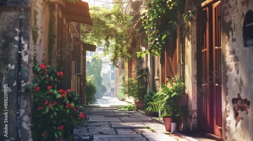 Photograph the serene moments in a quiet alleyway