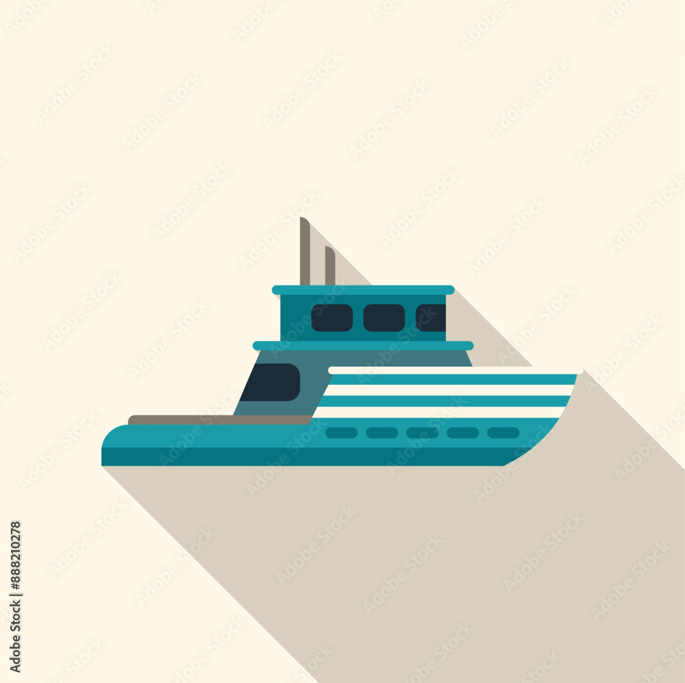 Obraz premium Simple and colorful vector illustration of a motor yacht, perfect for any project related to sea travel and luxury lifestyle