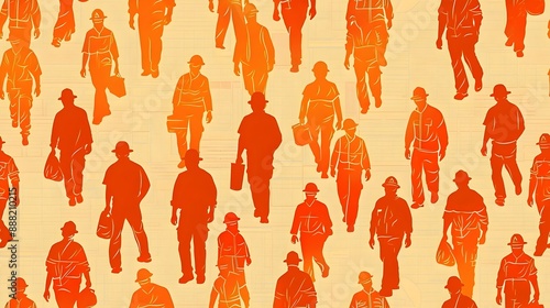 Labor Day Background Design Featuring Construction Workers, Ideal for Celebrating Industrial and Labor Themes