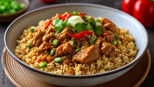  Delicious Asianinspired rice dish with meat and vegetables © SwathiFX