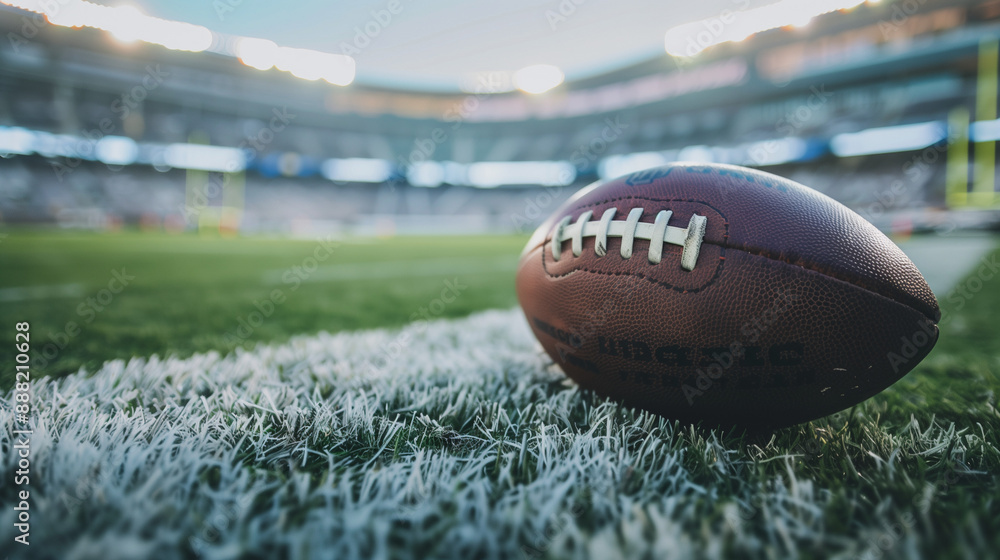 Close-Up of Football in Stadium with Excited Crowd and Action-Packed Game Atmosphere Close-Up of Football in Stadium with Excited Crowd and Action-Packed Game Atmosphere