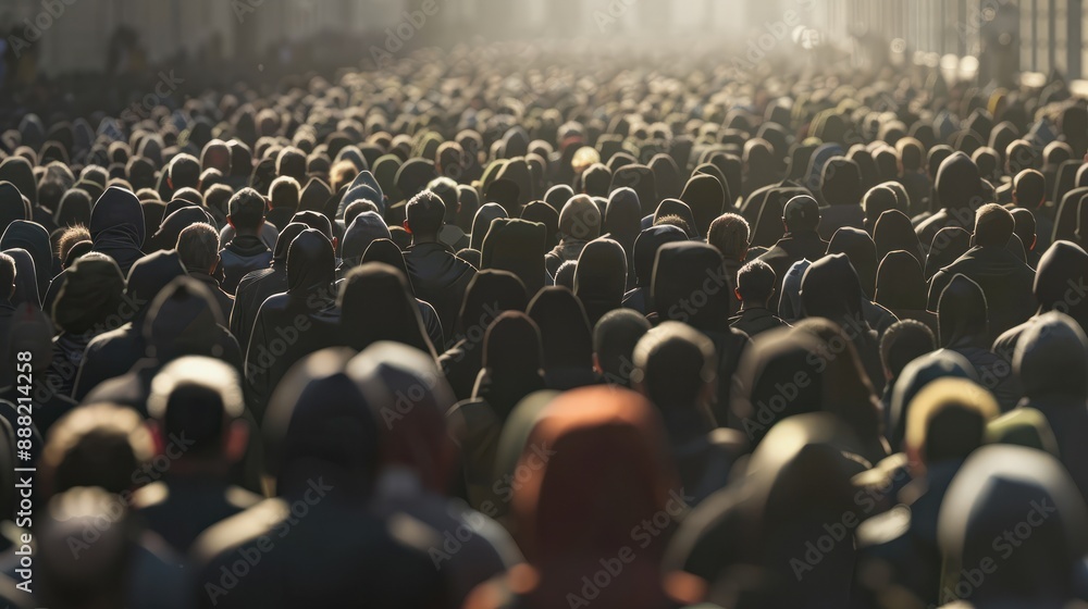 Obraz premium Crowds of people at a political demonstration.