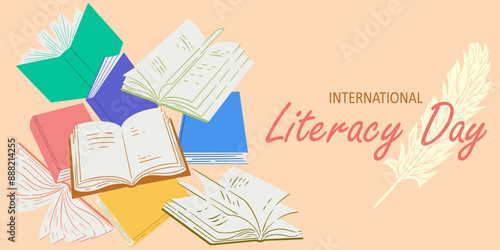 Literacy Day card with open and closed books