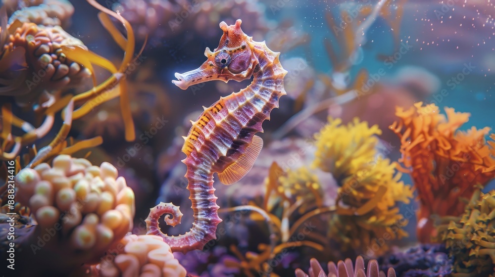Close-up of a seahorse in a coral reef Close-up of a seahorse in a coral reef