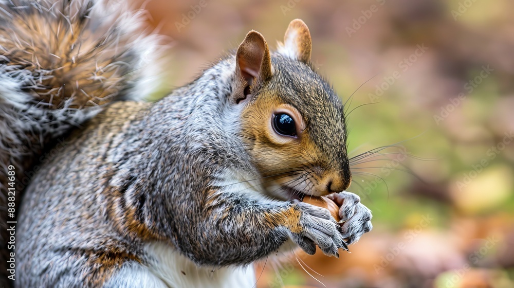 Close-up of a squirrel eating a nut. Close-up of a squirrel eating a nut.