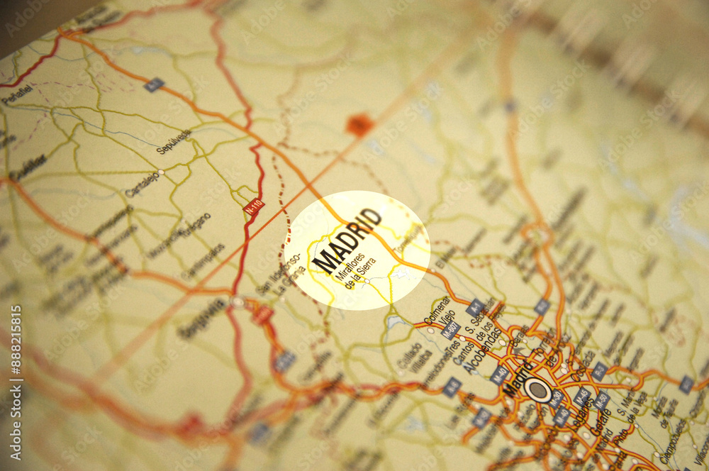 Fototapeta premium Map including Madrid, Spain capital