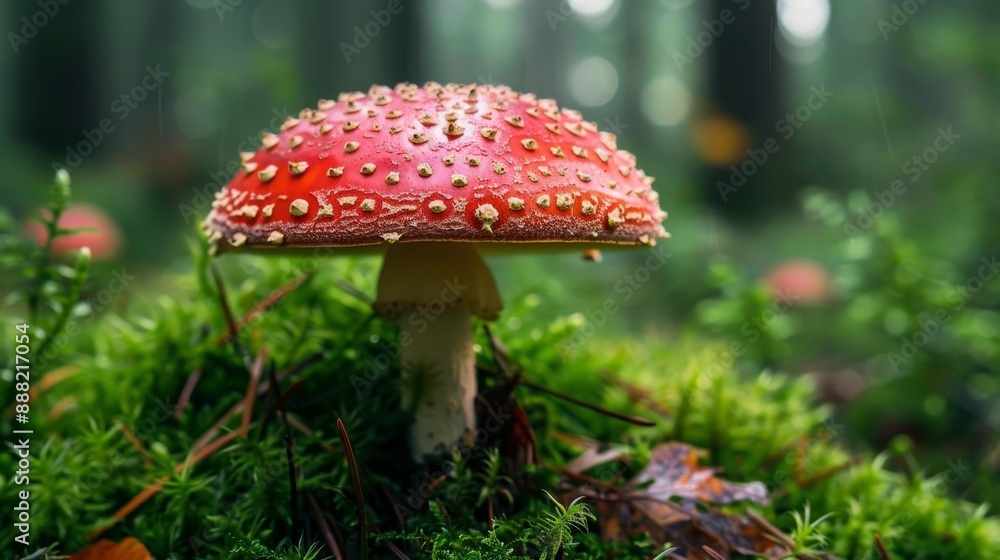 Macro shot of a mushroom in the forest. Macro shot of a mushroom in the forest.