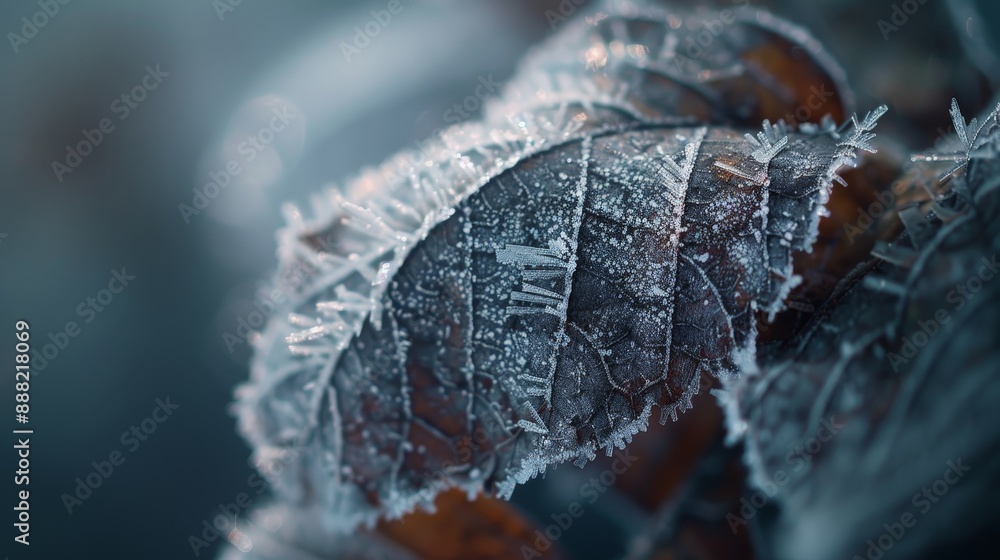 Macro shot of frost on a leaf. Macro shot of frost on a leaf.