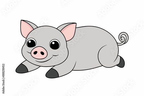 Pig animal color vector.