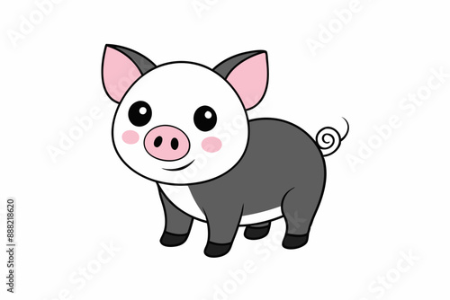 Pig animal color vector.