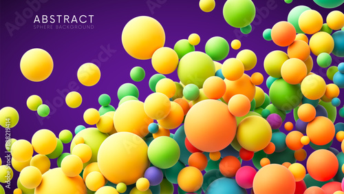 Colorful rainbow gradient matte soft balls in different sizes. Many abstract bright multicolored flying balloons or spheres for kids zone, children's playroom or party decoration. Vector illustration