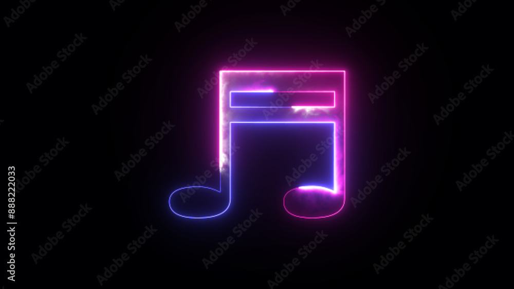 Neon music icon. Abstract neon glowing single musical note icon Neon music icon. Abstract neon glowing single musical note icon