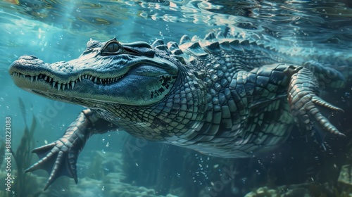 Wallpaper Mural A large alligator gracefully swims in the water, showcasing the beauty of wildlife on National Wildlife Day 2024. Torontodigital.ca