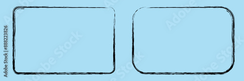 Vintage comic book panel: rectangular frame with rough distressed edges. Clean white interior space, hand-drawn black borders and weathered corners. Black Brush frame. Eps 10.