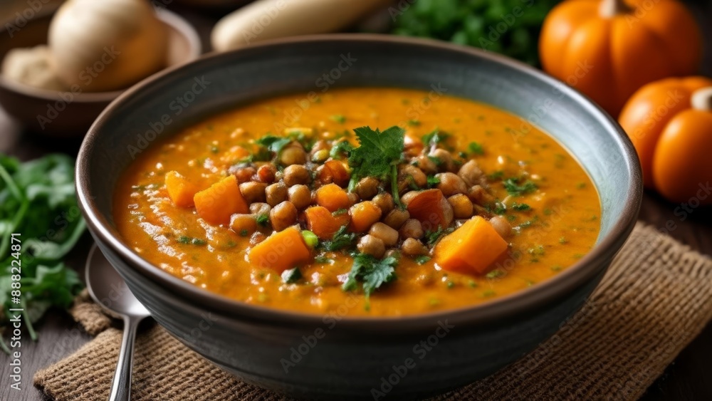Warm up with a bowl of cozy pumpkin soup Warm up with a bowl of cozy pumpkin soup