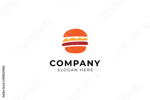 burger logo design vector template, flat design illustration