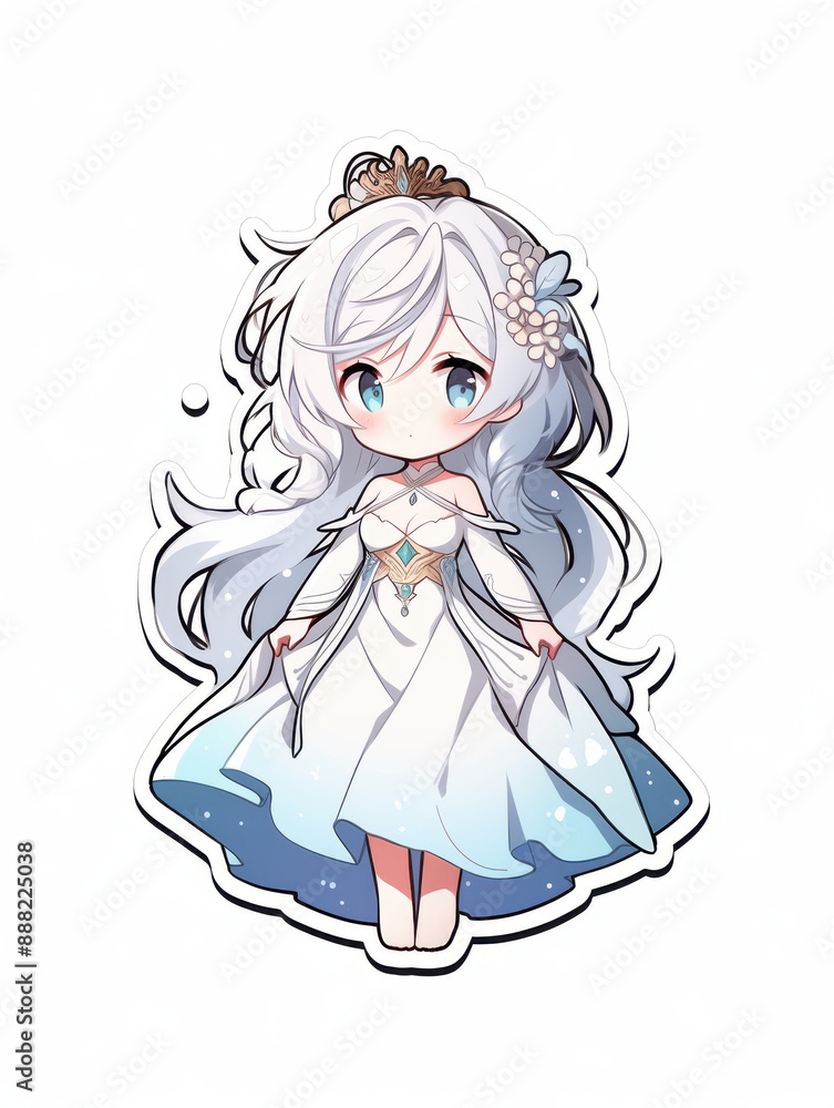 Die cut sticker anime art style chibi character Die cut sticker anime art style chibi character