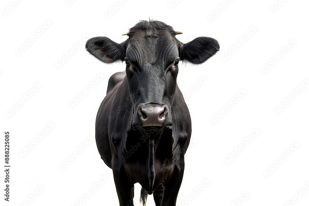 White background with isolated black cow White background with isolated black cow
