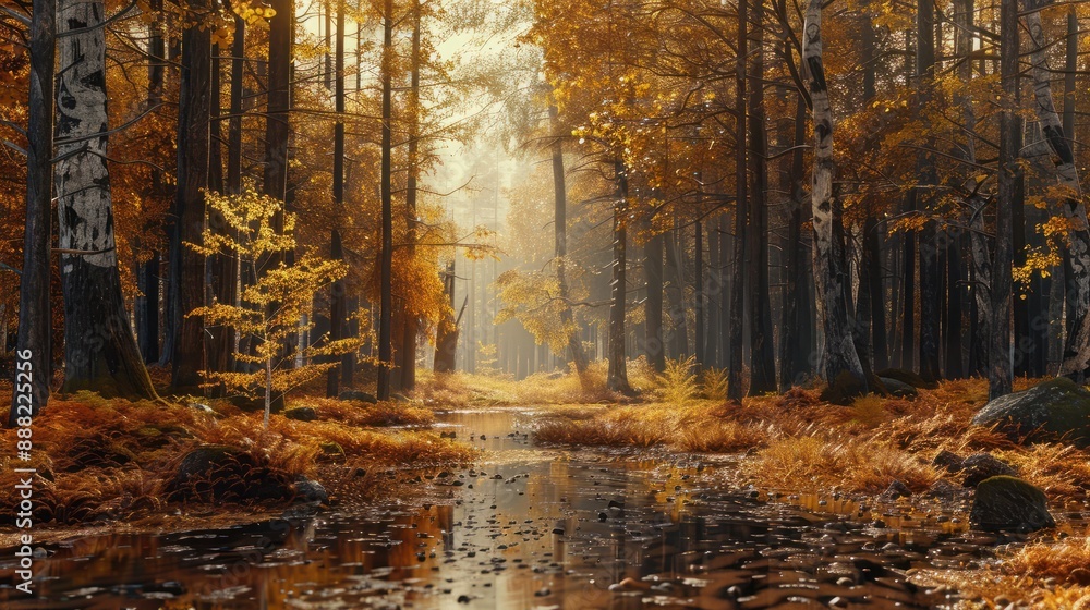 Fototapeta premium autumn in the woods generated ai