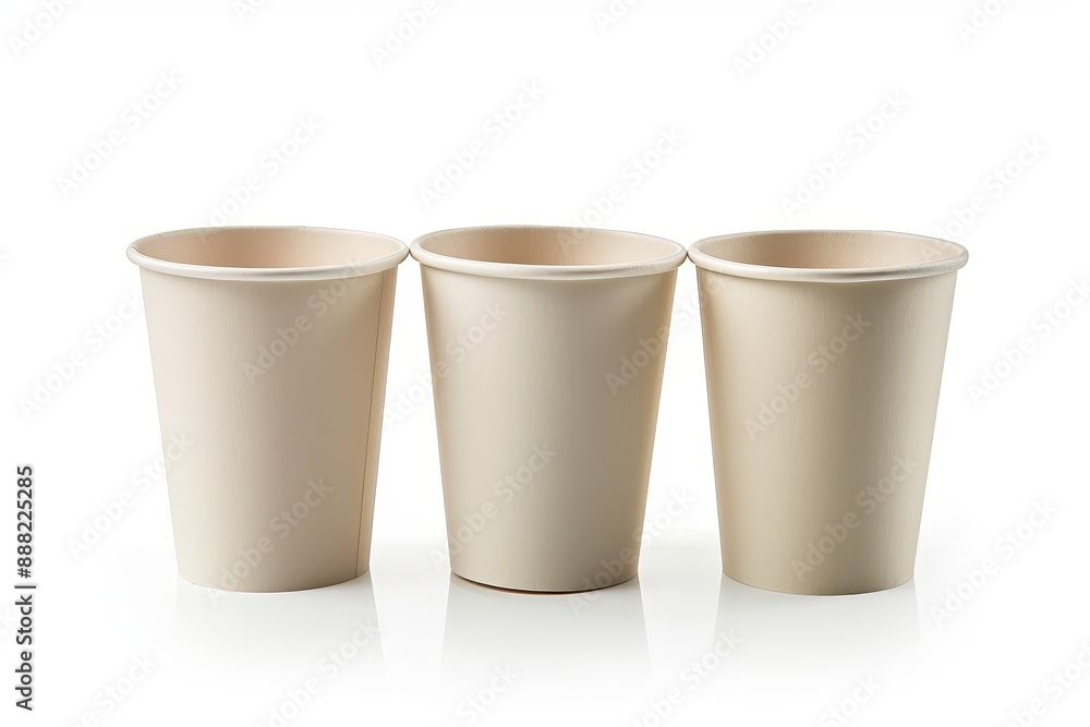 White background with paper cups White background with paper cups