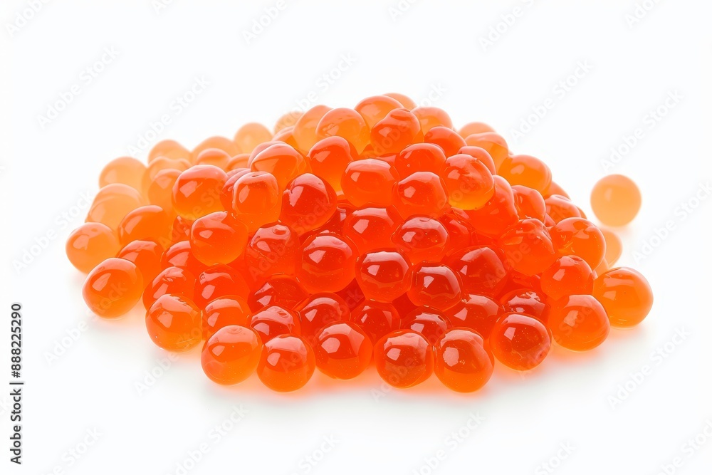 White background with red salmon caviar White background with red salmon caviar