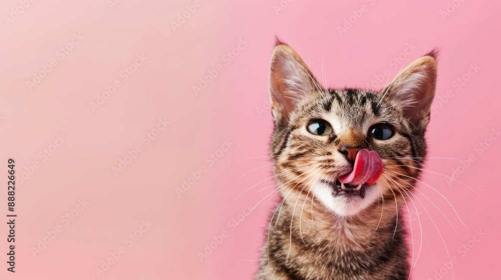 cat sticking out tongue isolated on pink background cat sticking out tongue isolated on pink background