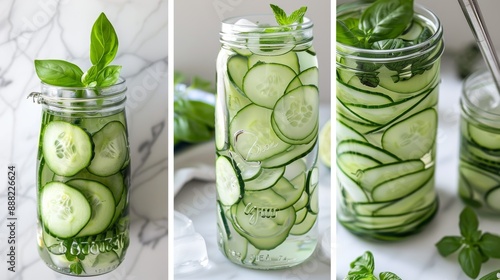 Detailed Recipe Card Design for Cucumber Infused Water with Step-by-Step Instructions and Vibrant Images