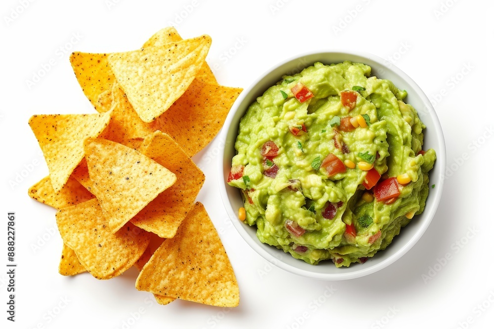 Wooden background with chips and guacamole Wooden background with chips and guacamole