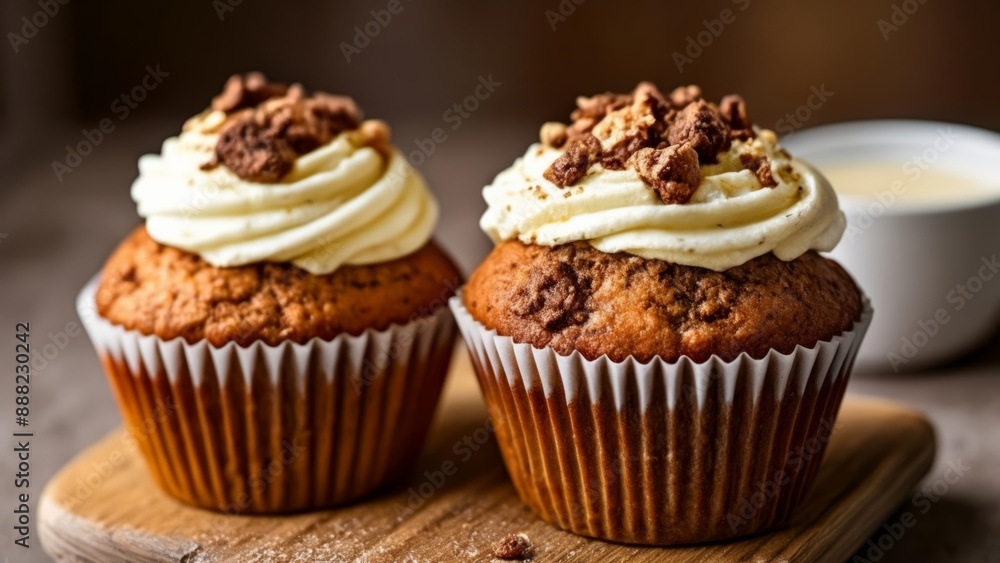 Deliciously indulgent muffins with whipped cream and chocolate chips Deliciously indulgent muffins with whipped cream and chocolate chips