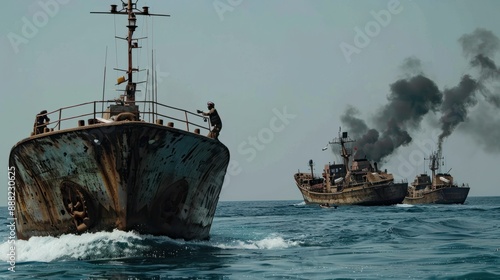 Houthi pirates of Yemen attack ships photo