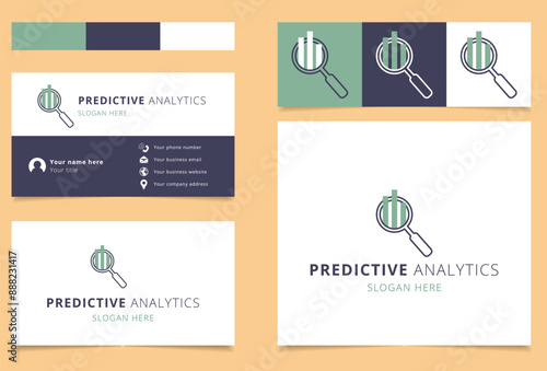 Predictive analytics logo featuring magnifying glass analyzing growth charts