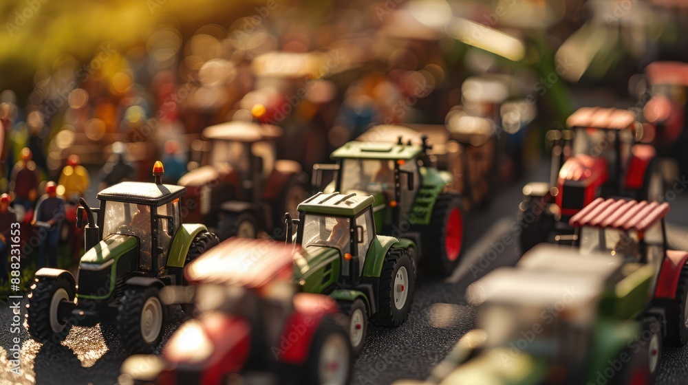 Obraz premium mass gathering with farmers on tractors showing unity and solidarity in protest. a symbol of general discontent and demands for change. Concept: social movements, agricultural policy and civil protest
