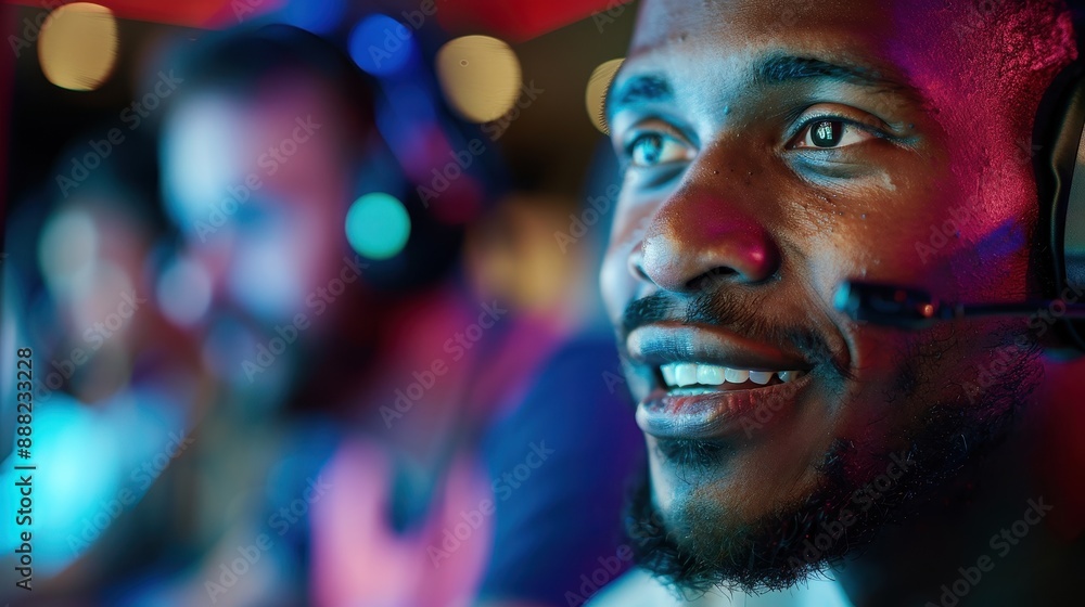 A blurry image of a gamer deeply focused on their computer screen, sitting in a neon-lit room with all the latest gaming equipment, fully immersed in the virtual world. A blurry image of a gamer deeply focused on their computer screen, sitting in a neon-lit room with all the latest gaming equipment, fully immersed in the virtual world.