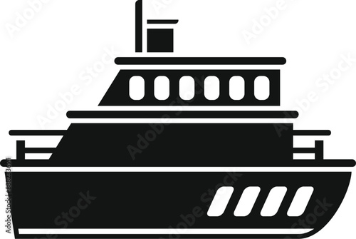 Silhouette of a large modern yacht cruising on the sea