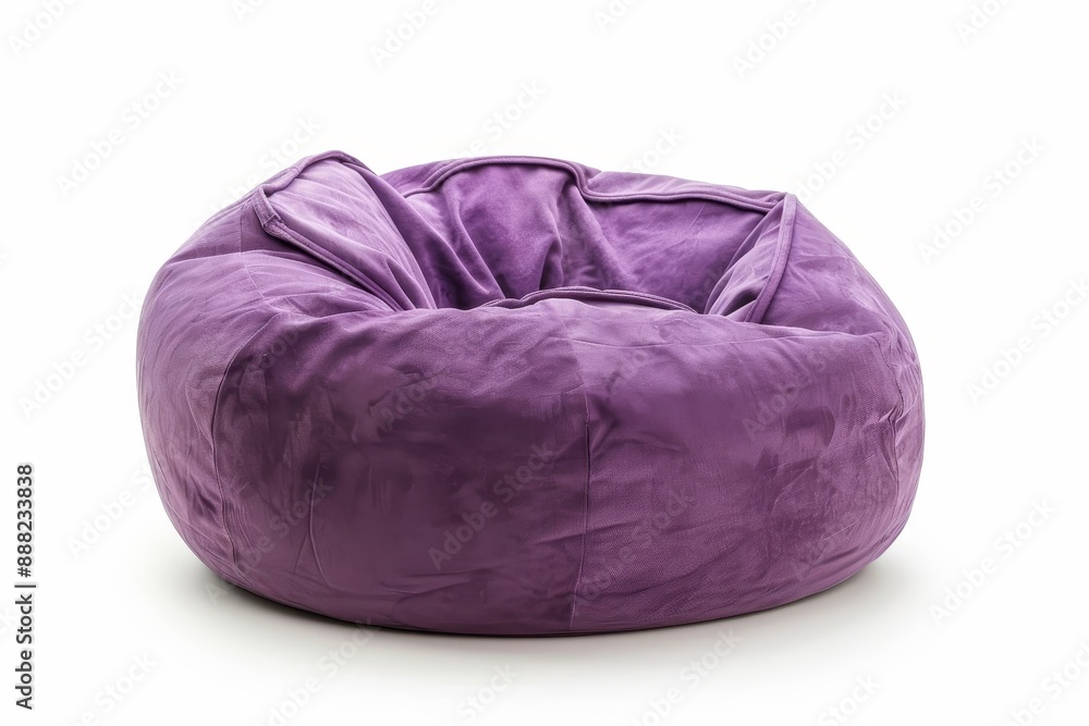 New violet beanbag in front view on white background New violet beanbag in front view on white background