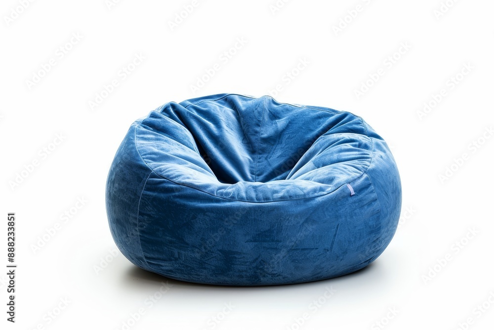 Nice new blue beanbag viewed from the front on a white background Nice new blue beanbag viewed from the front on a white background
