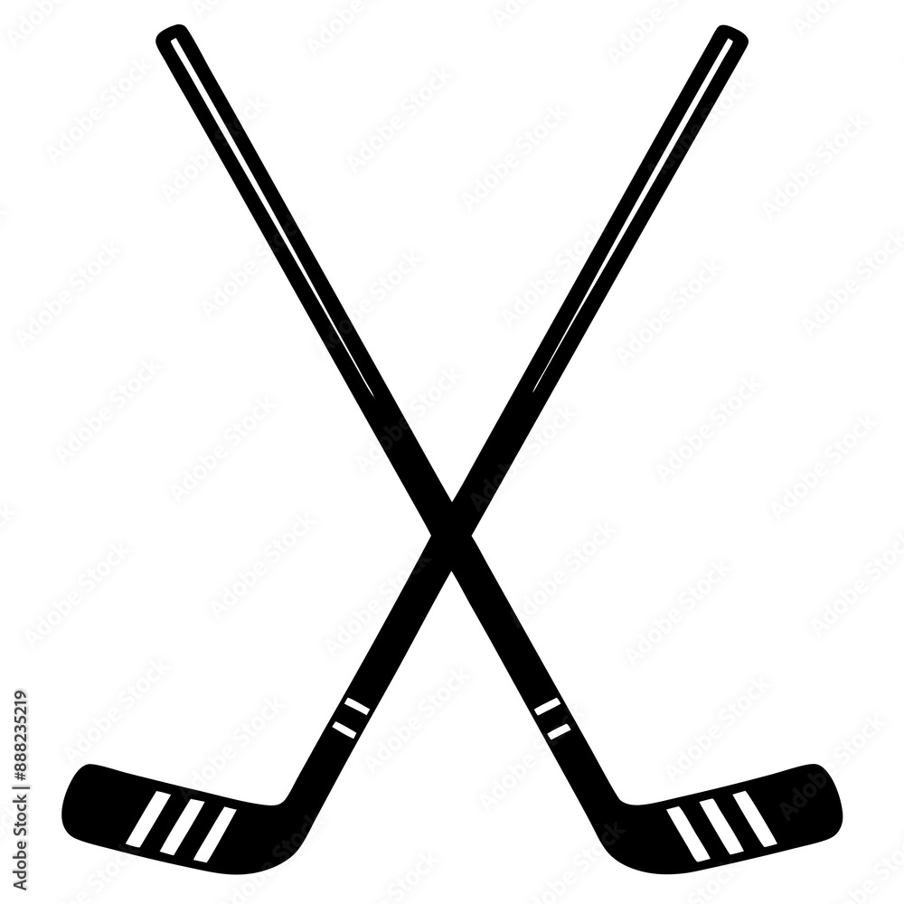 Hockey Stick set Vector silhouette on white background Hockey Stick set Vector silhouette on white background